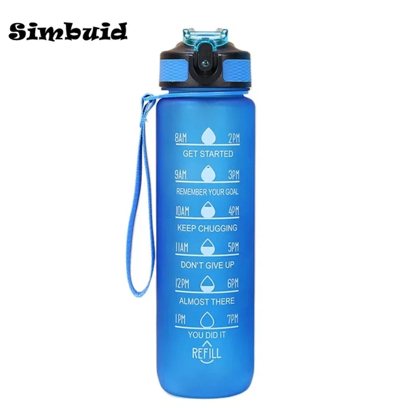 600ML Sports Water Bottle with Time Marker Leak-proof Fitness Cup