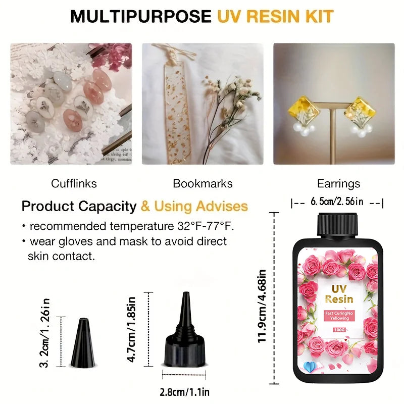 Crystal Clear UV Resin Hard Glue for Jewelry Making Ultraviolet Curing Epoxy Silicone Mold Tool