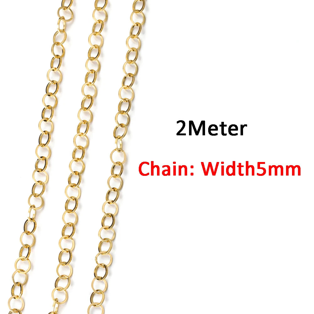2 Meters/1 Meter High Quality Gold Color Stainless Steel Chain for DIY Jewelry Making
