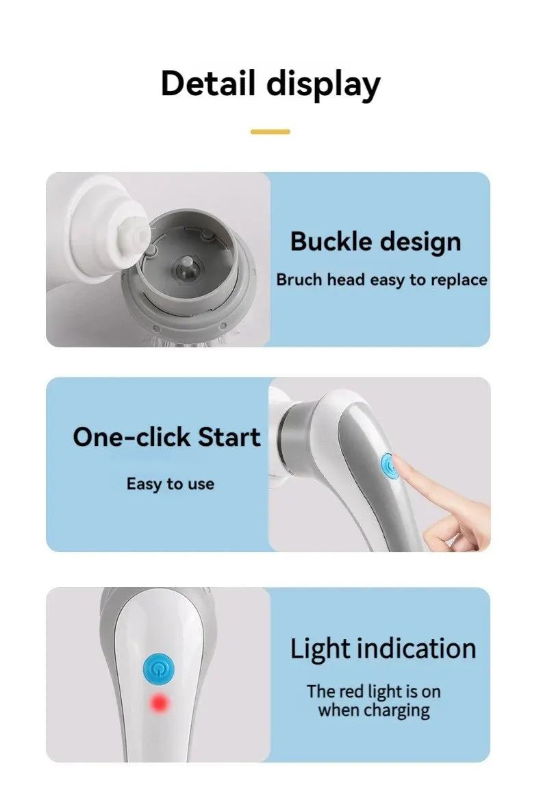 3-in-1 Electric Cleaning Brush USB Rechargeable Rotary Scrubber