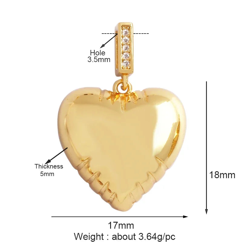 Classics Love Heart Star Zircon Focal Charm Pendant 18K Gold Plated Shell Pearl Jewelry
