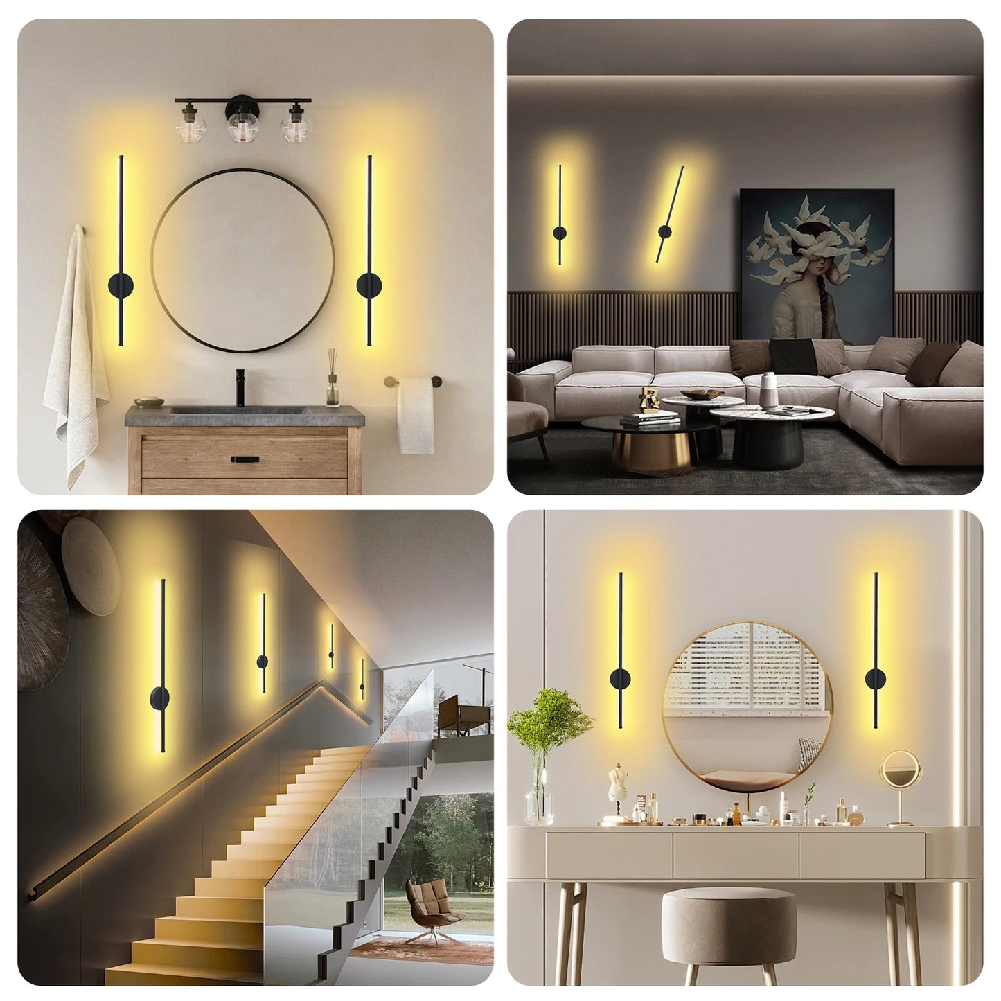 Rechargeable Wireless LED Wall Sconce Modern 50cm 80cm Bedside Night Lamp with Remote Control for Bedroom
