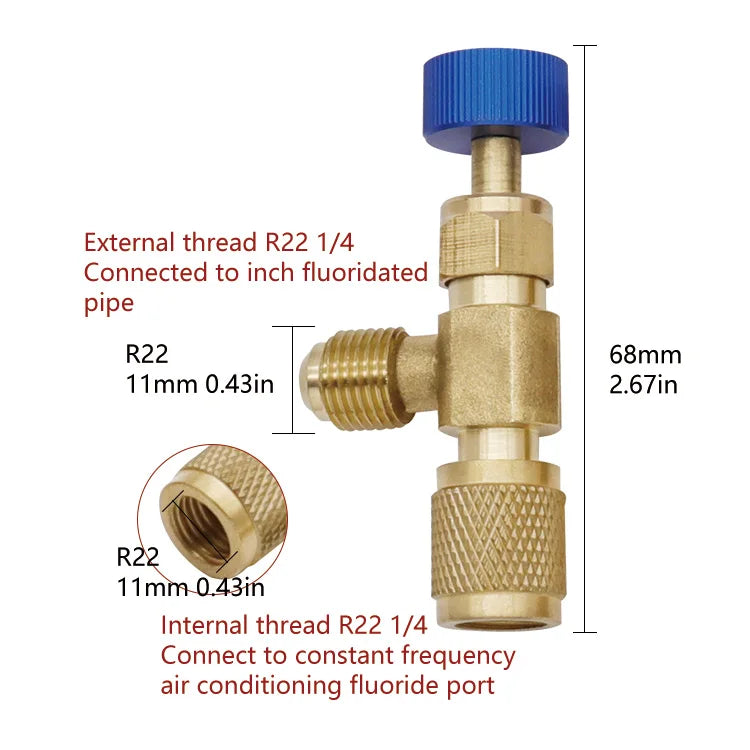 1 pieza de aire acondicionado más válvula de seguridad para líquido R410 R22, interruptor de mantenimiento de vacío de refrigerante, herramienta de detección R22