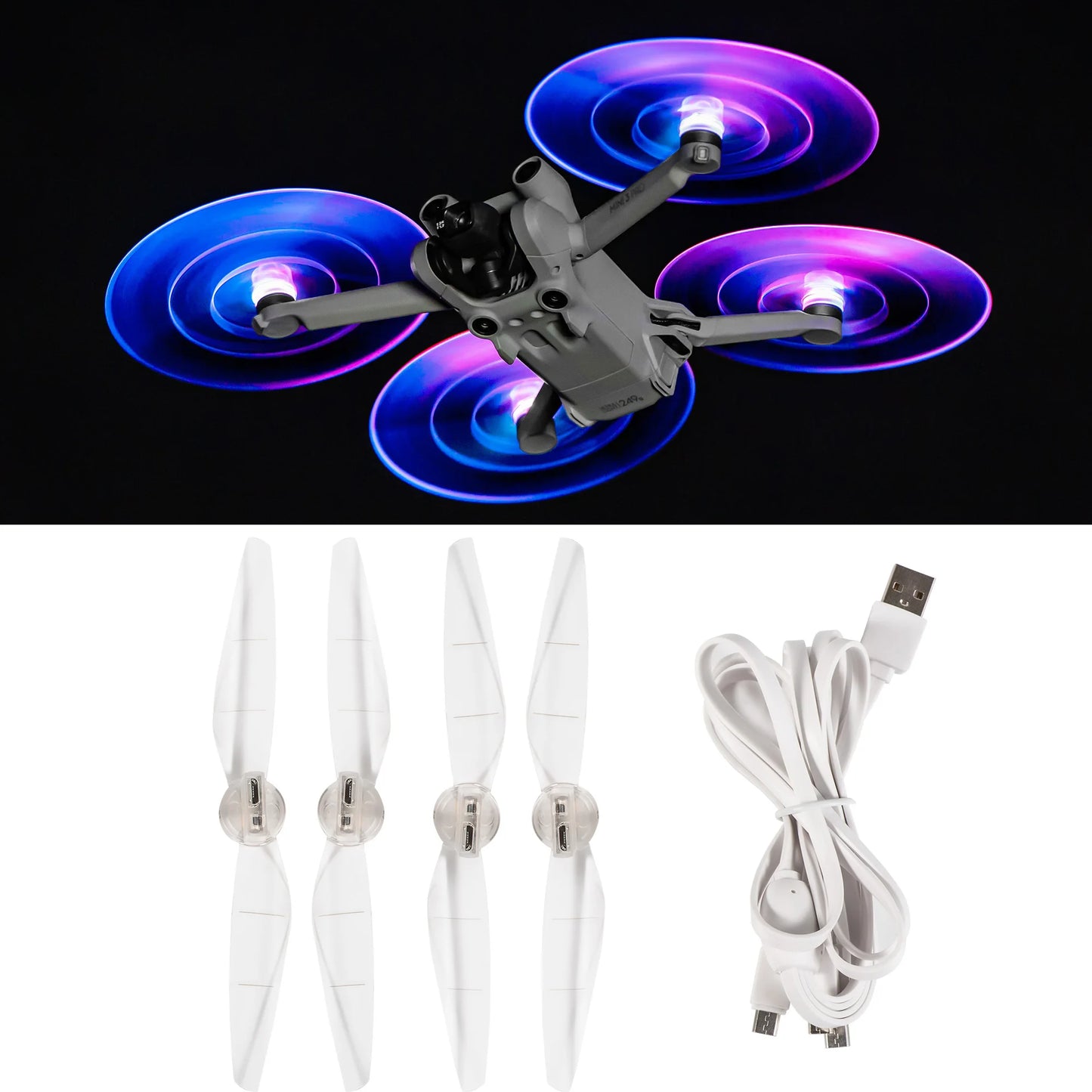 4pcs Mini 4 Pro Rechargeable LED Light Flash Propellers for DJI Mini 3 Pro Air 3