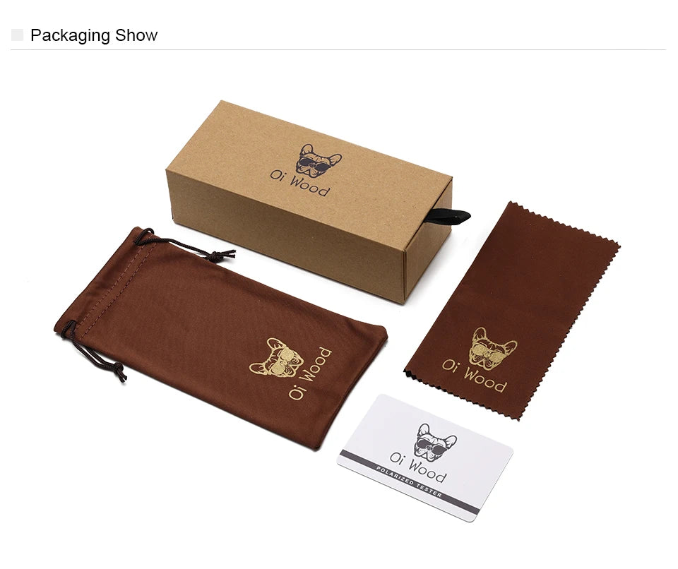 Oi Wood Retro Round Sunglasses For Men Women Polarized Blue Mirror Eyewear 8024