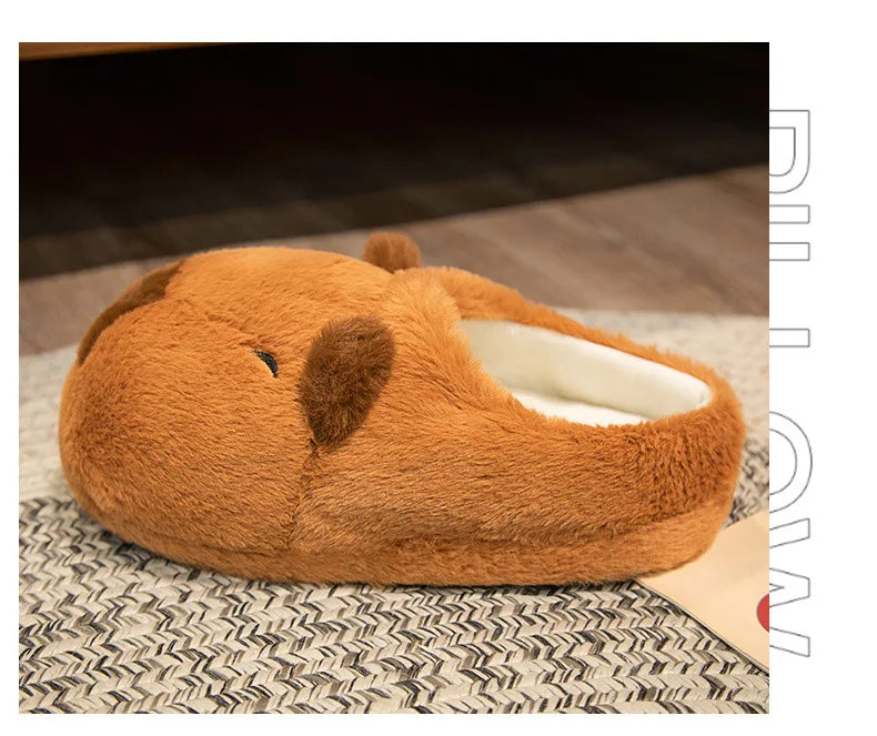 Cute Capybara Plush Slippers Soft Warm Indoor Shoes