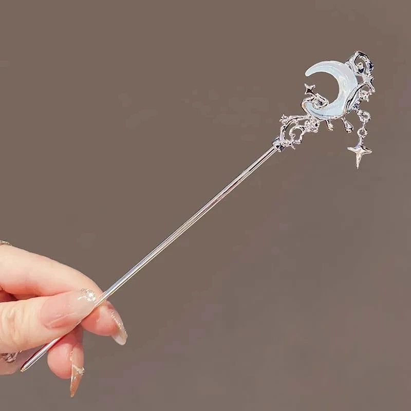 Vintage Moonstone Star Moon Hair Sticks for Women Accessories