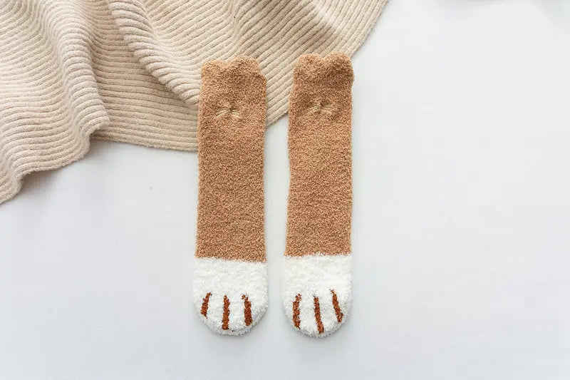 Socks Women Thicken Warm Cute Cat Paw Colorful Winter Sox