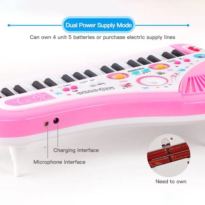 Chriyungel Kids Electronic Piano Keyboard with Microphone 61 Keys or 37 Keys Musical Instrument Toy for Beginner Children