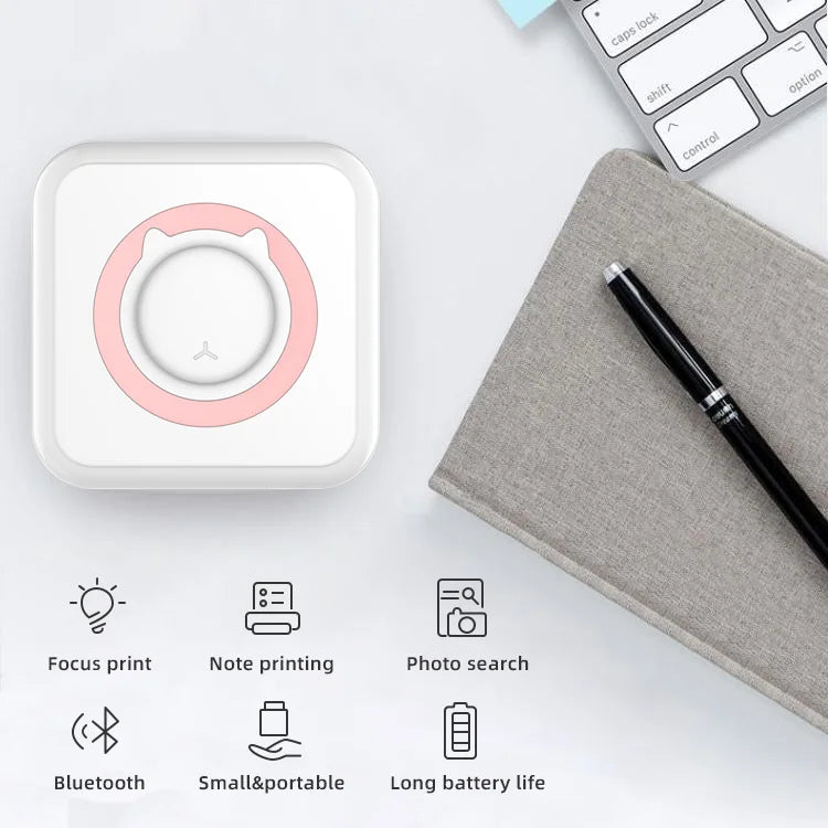 Portable Mini Thermal Printer Wireless BT 203dpi Label Memo Printing