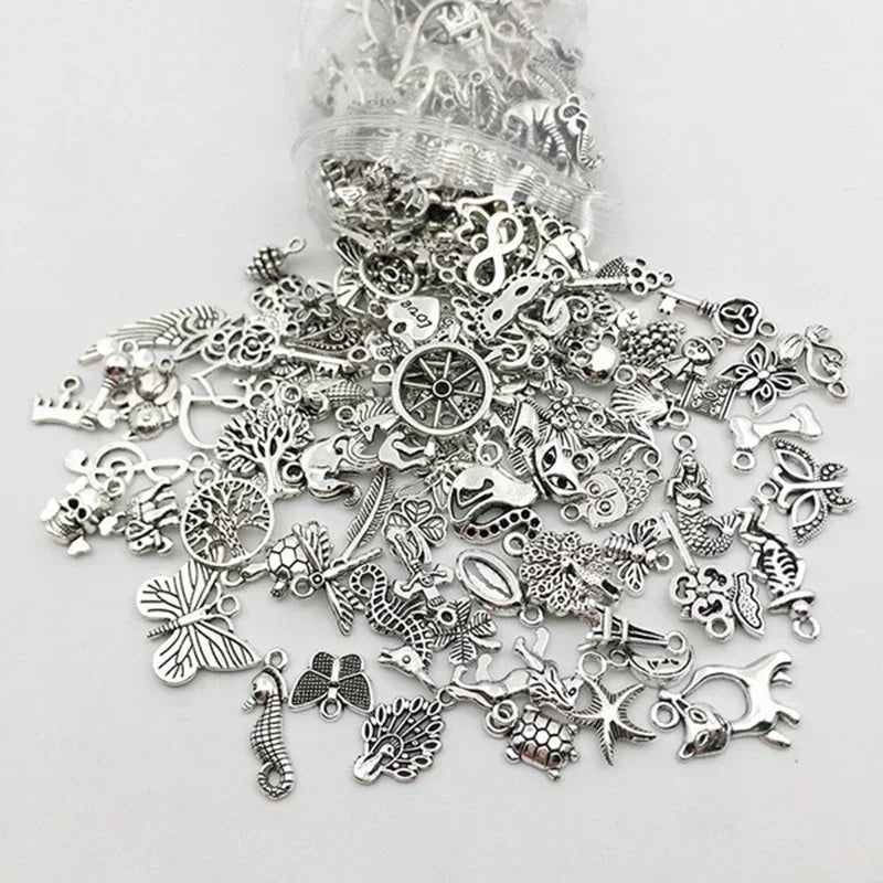 100Pcs Tibetan Silver Animal Charms Beads for Jewelry Making
