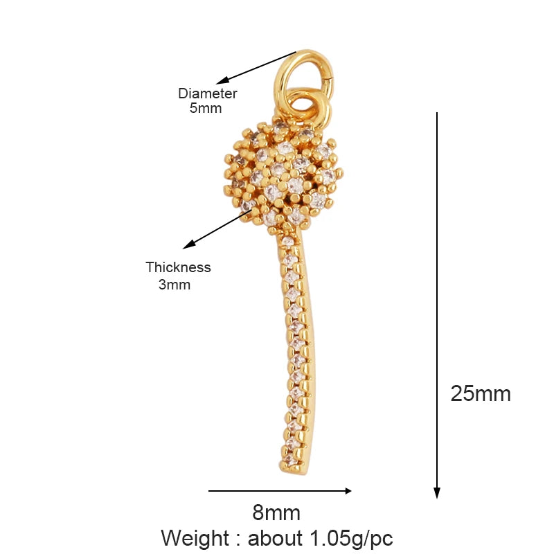 Sweet Colorful Sun Rose Flower Charm Pendant 18K Gold Necklace