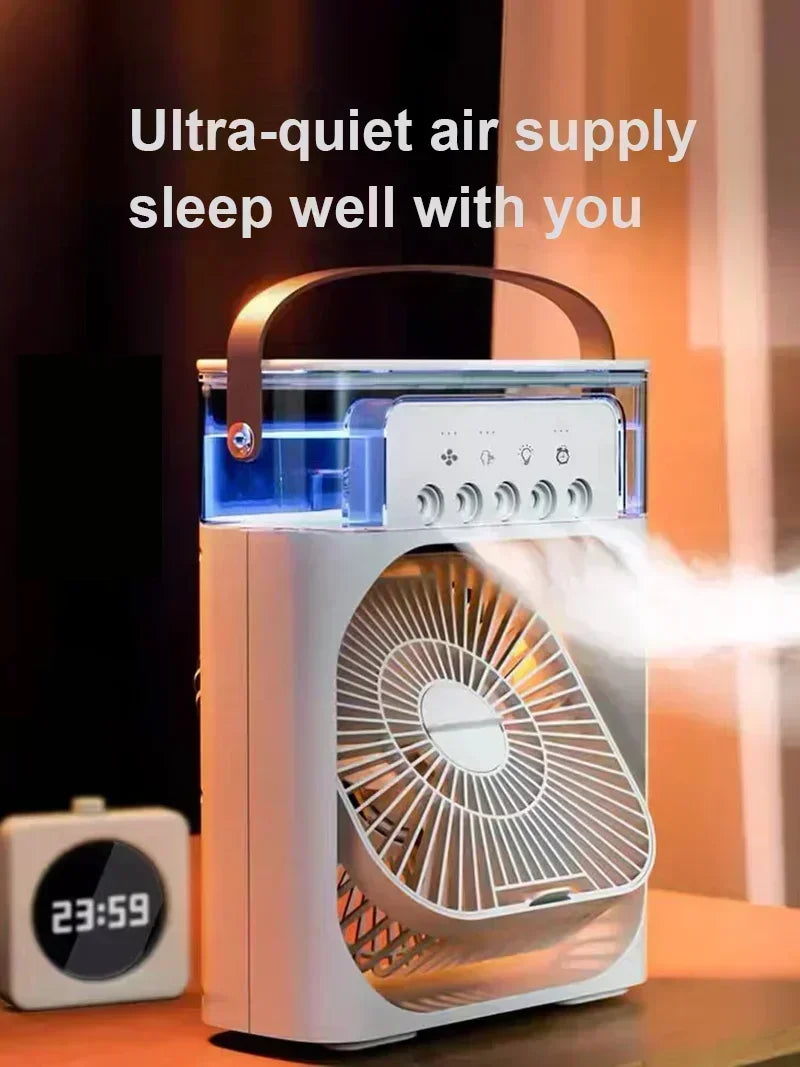 Portable Humidifier Fan 3 In 1 USB Air Conditioner LED Light