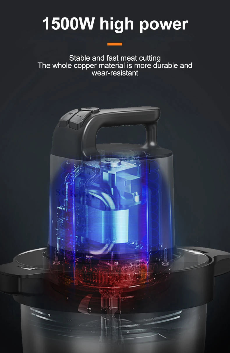 1500W 6.5L Stainless Steel Meat Grinder 3 Gears 4-Layer Blade