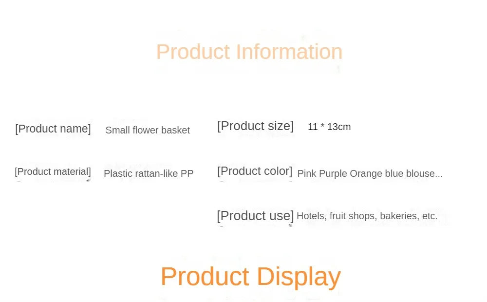 1PC Round Small Flower Storage Basket Hand-Woven Decorative Home Basket