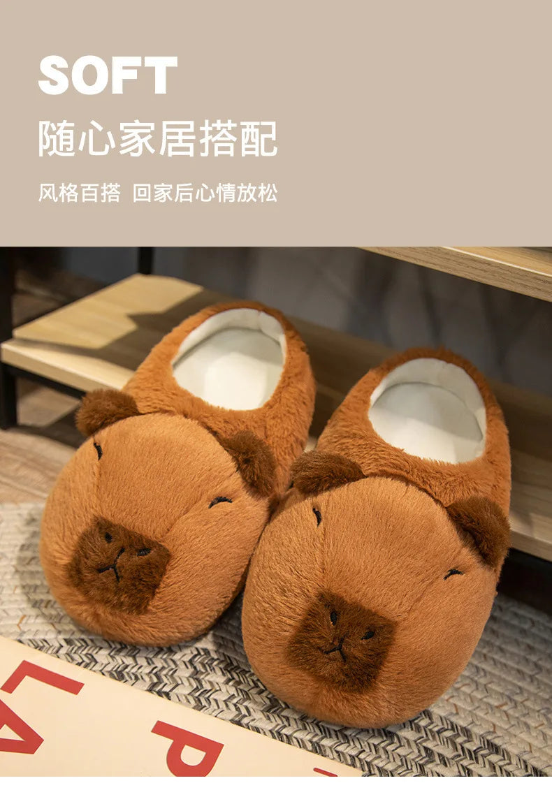 Cute Capybara Plush Slippers Soft Warm Indoor Shoes