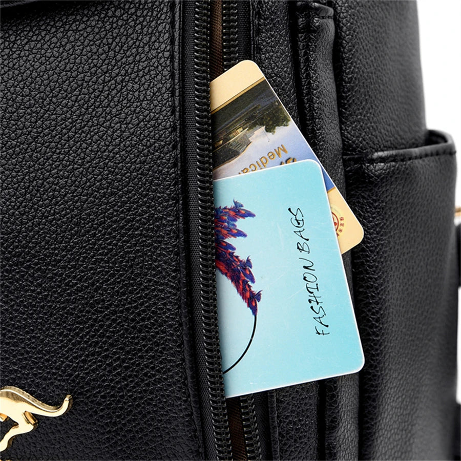 Luxury Women Leather Backpacks for Girls Casual Daypack