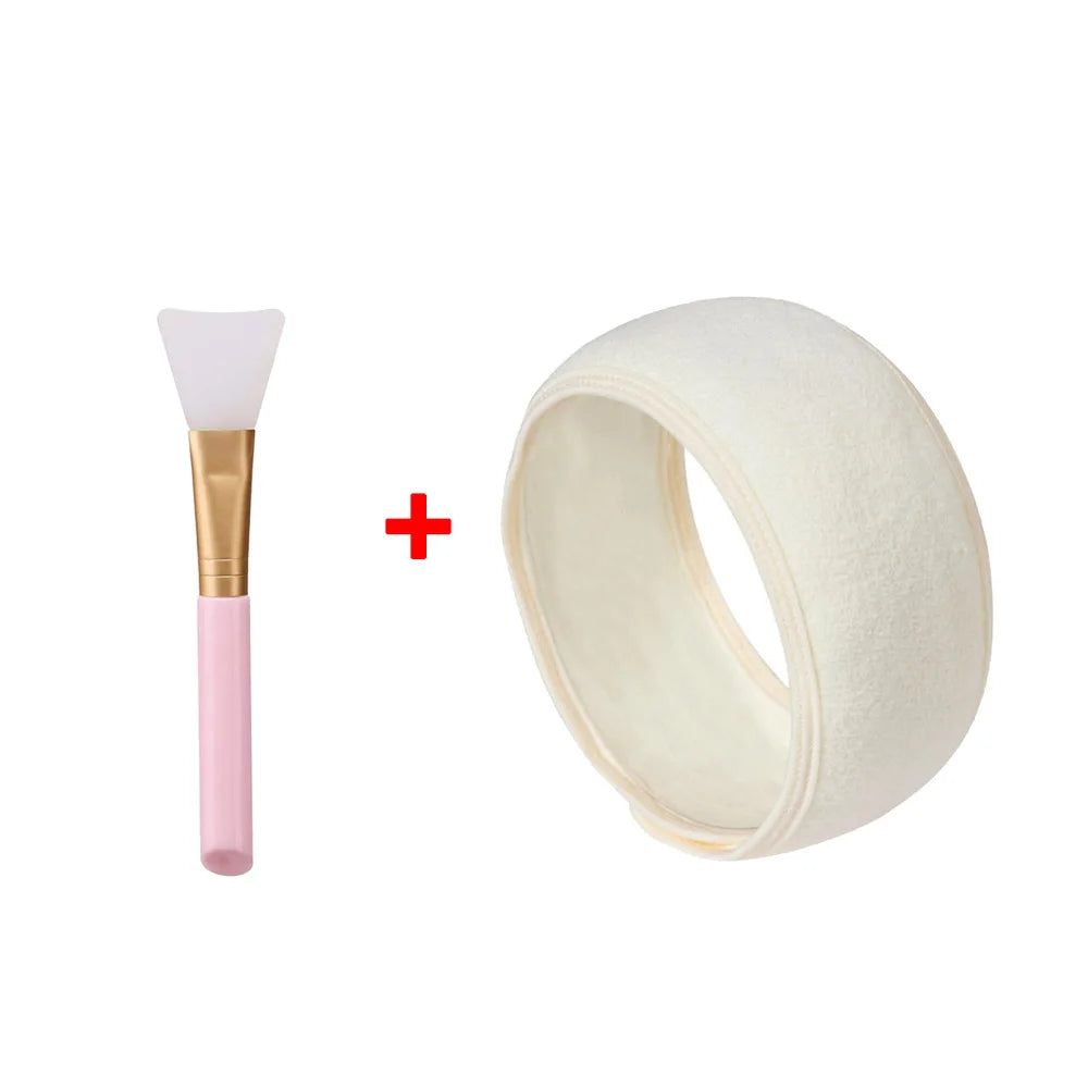 1pc Adjustable Head Band Hairband with Mask Brush for Makeup and Spa