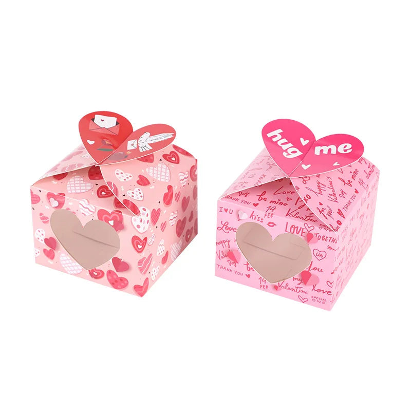 Love Heart Open Window Gift Boxes for Chocolates 12 or 24 Pcs Wedding Favors Cake Packaging Ideal for Valentine's Day and Special Celebrations