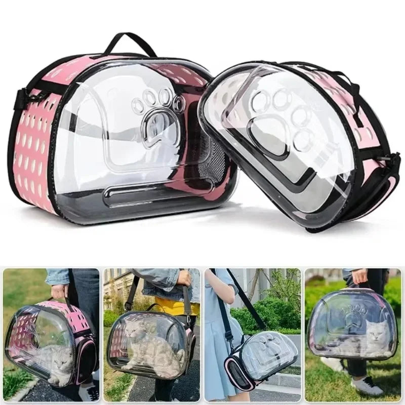 Pet Shoulder Crossbody Bag Breathable and Portable Pet Outing Cat Backpack Outdoor Travel Handbag, Small Dog Folding Bag