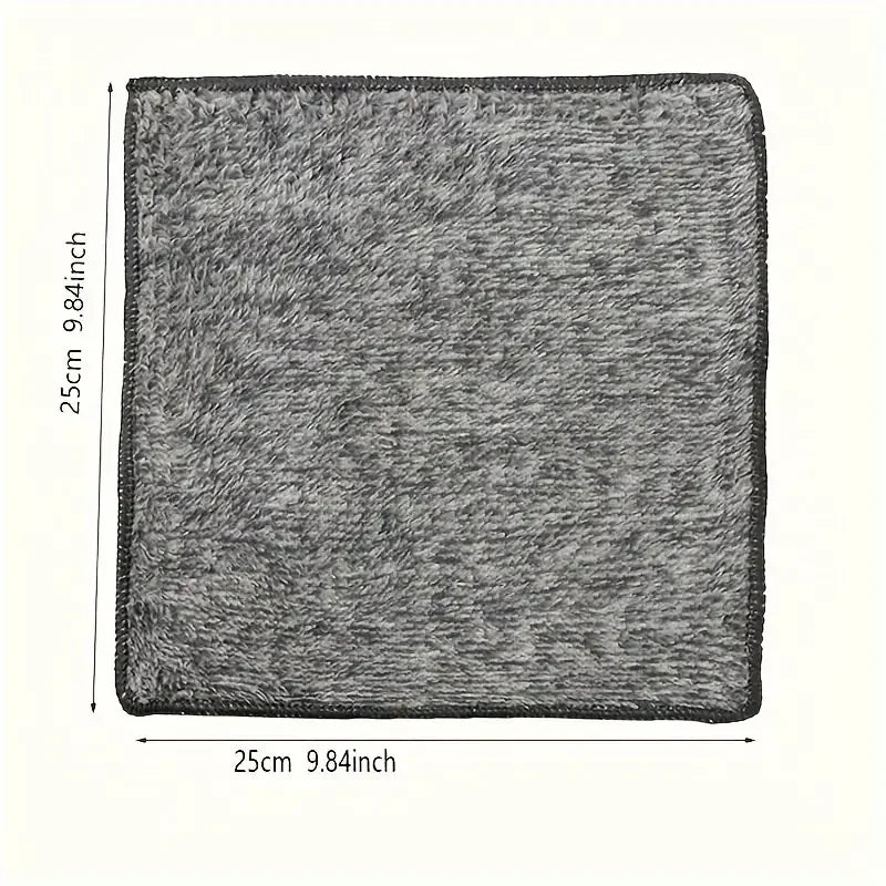 Gray Bamboo Charcoal Microfiber Dishcloths Super Absorbent Kitchen Cleaning Rags 1 to 100 Pieces