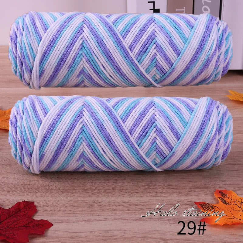 2 PCs Colorful 5-Strand Dyed Milk Cotton Baby Yarn DIY Scarf