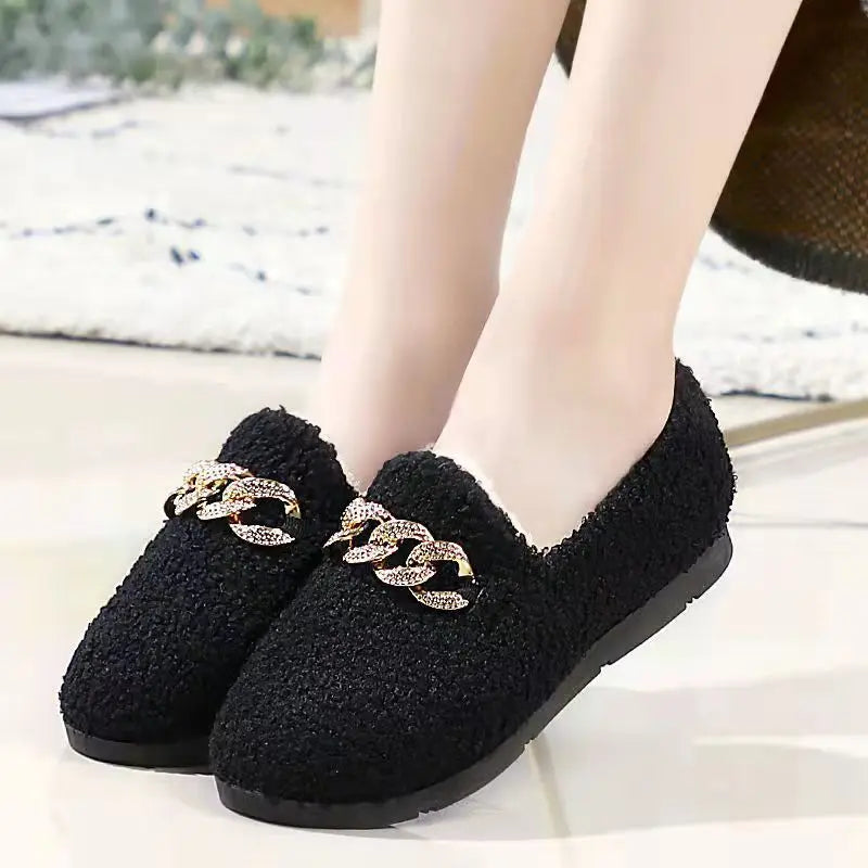 Womens Slippers Warm Plush Lining Slip On Moccassins 2023