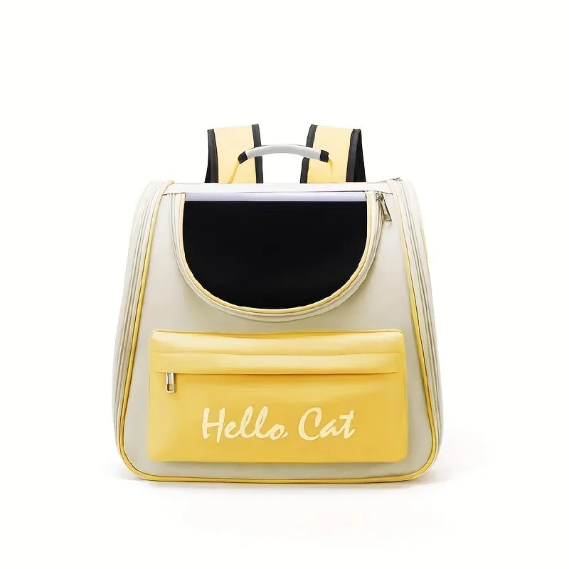 Large capacity collapsible pet backpack with zip closure, handle and mesh vent, perfect for cats and small dogs traveling