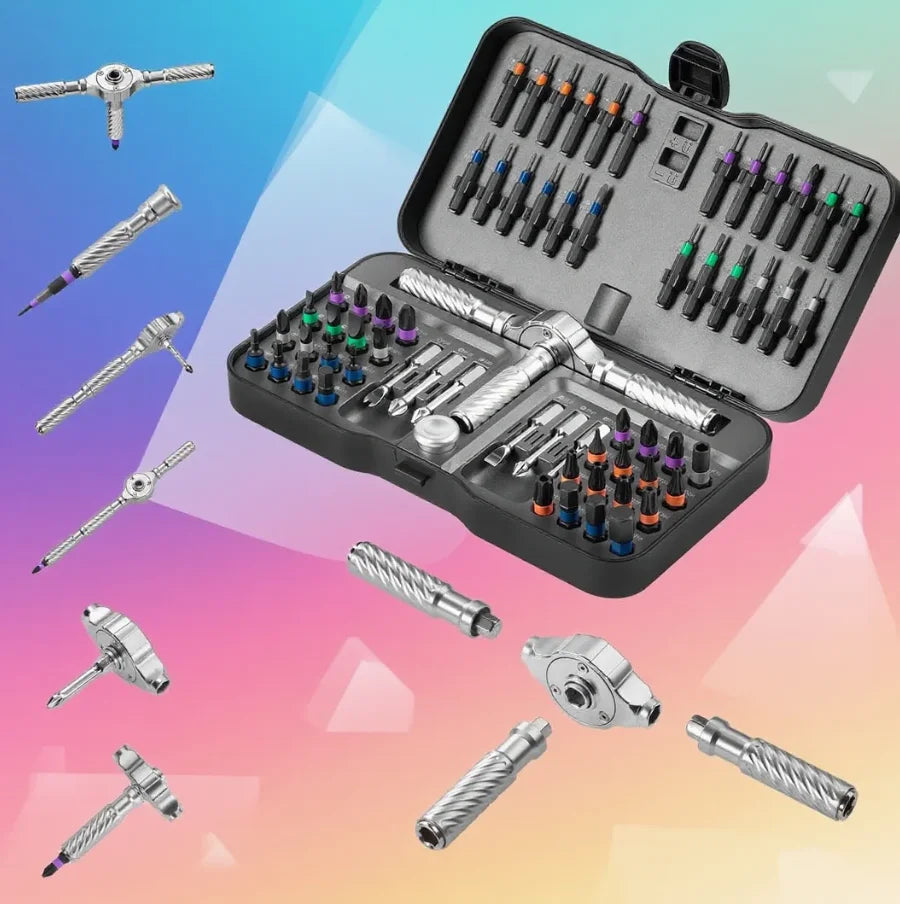 VMAN Precision 66/40in1 magnetic ratchet screwdriver set Detachable T - handle magneticizer Fix furniture, electronics & glasses