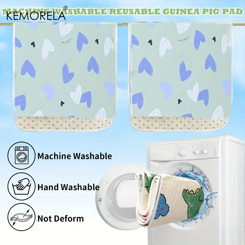 KEMORELA 1PC Washable Guinea Pig & Hamster Cage Mat - Super Absorbent Non-Slip Pet Bedding 31"x47" for Rabbits & Small Animals