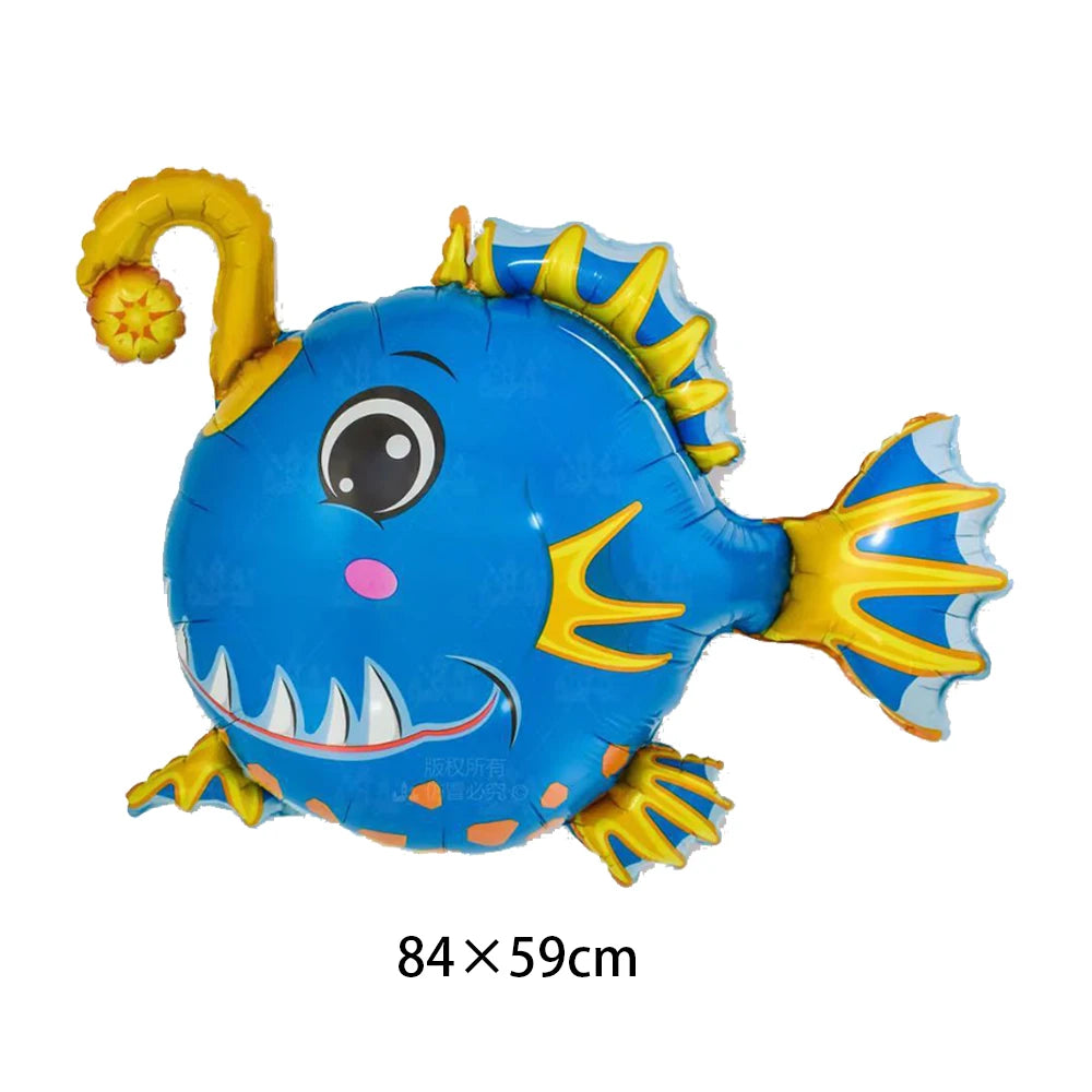 4th Birthday Sea Animal Decoration Blue Foil Balloon 32inch