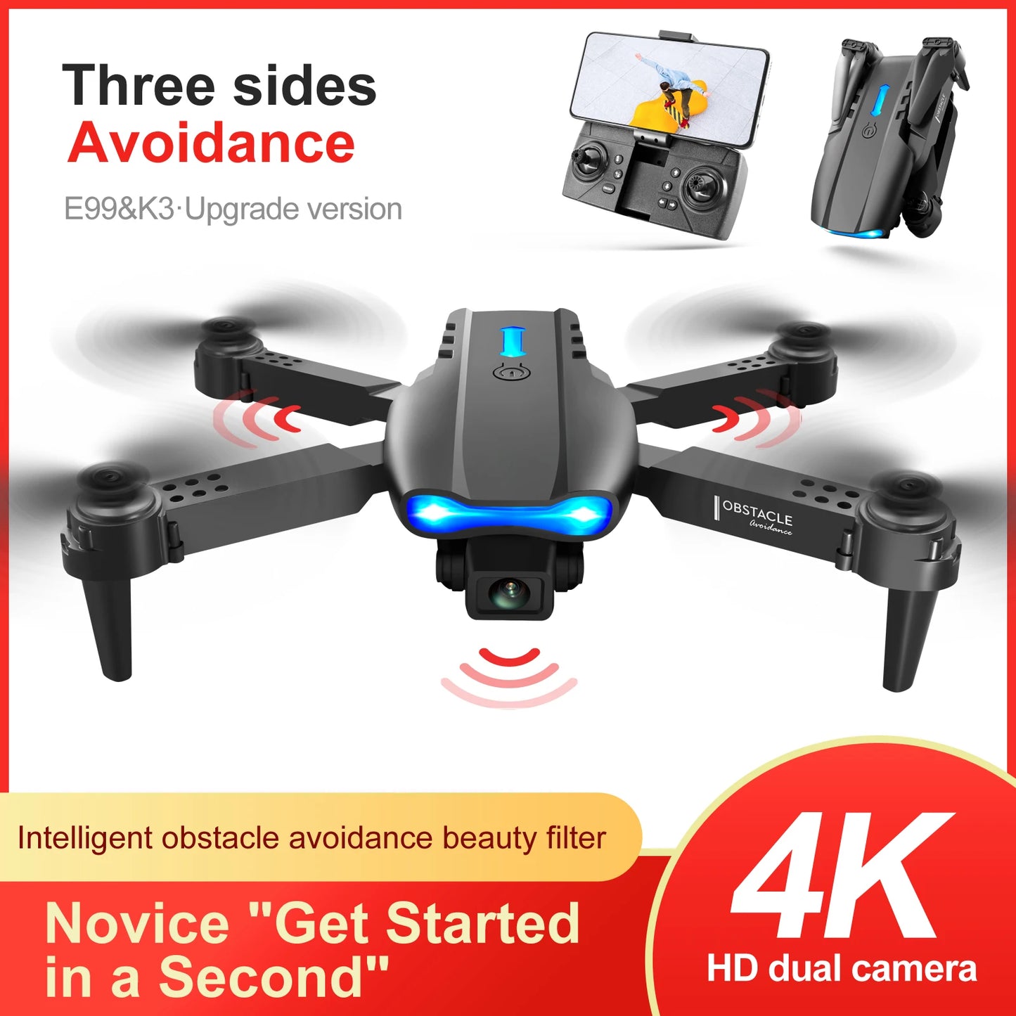 E99 Pro Drone Quadcopter HD 6K Photography Remote Control Toys