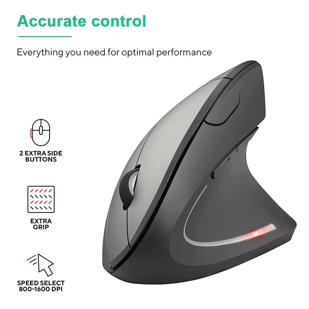 Vertical Mouse Ergonomic Wireless 2.4GHz Optical Mice 6 Buttons 3 DPI 800 1200 1600 for Laptop PC