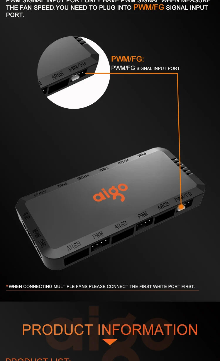Aigo APC1 4Pin PWM 6 ARGB Ports Speed Controller Hub