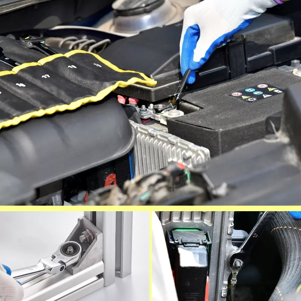 Flex Head Ratcheting Wrench Set, WOZOBUY Metric Cr-V Gear Spanner