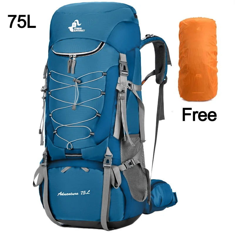 75L Camping Backpack Travel Sport Bag With Rain Cover Men
