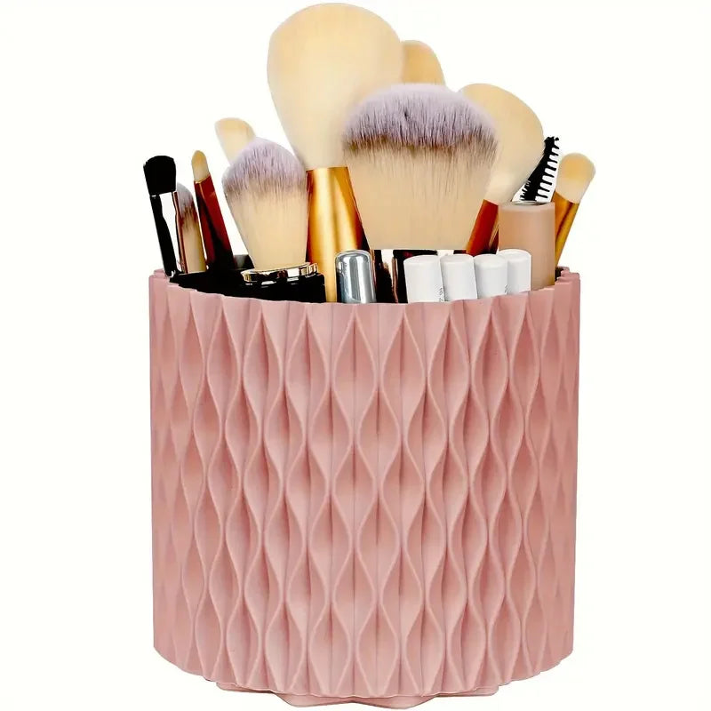 360° Rotating 5 Slot Makeup Brushes Holder Organizer for Vanity Desktop Storage