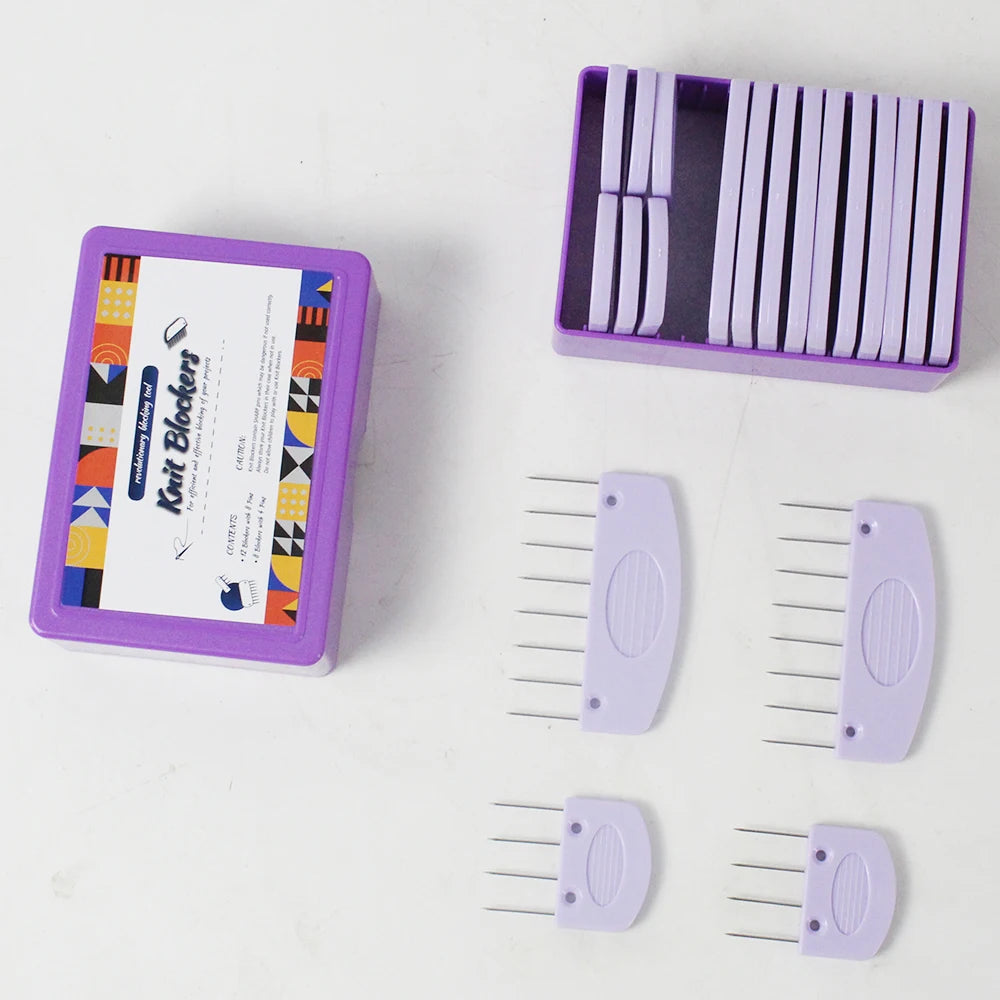 20 Piece Premium Stainless Steel Knitting Blockers Set with Blocking Combs and Mats for DIY Knitting and Crocheting