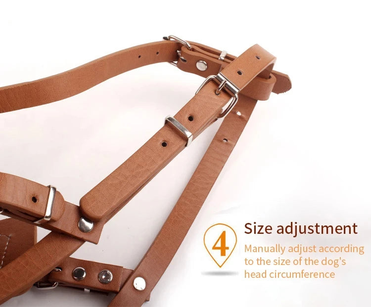 Adjustable Breathable Leather Dog Muzzle Anti Biting Protection Mask for Safe Pet Walking