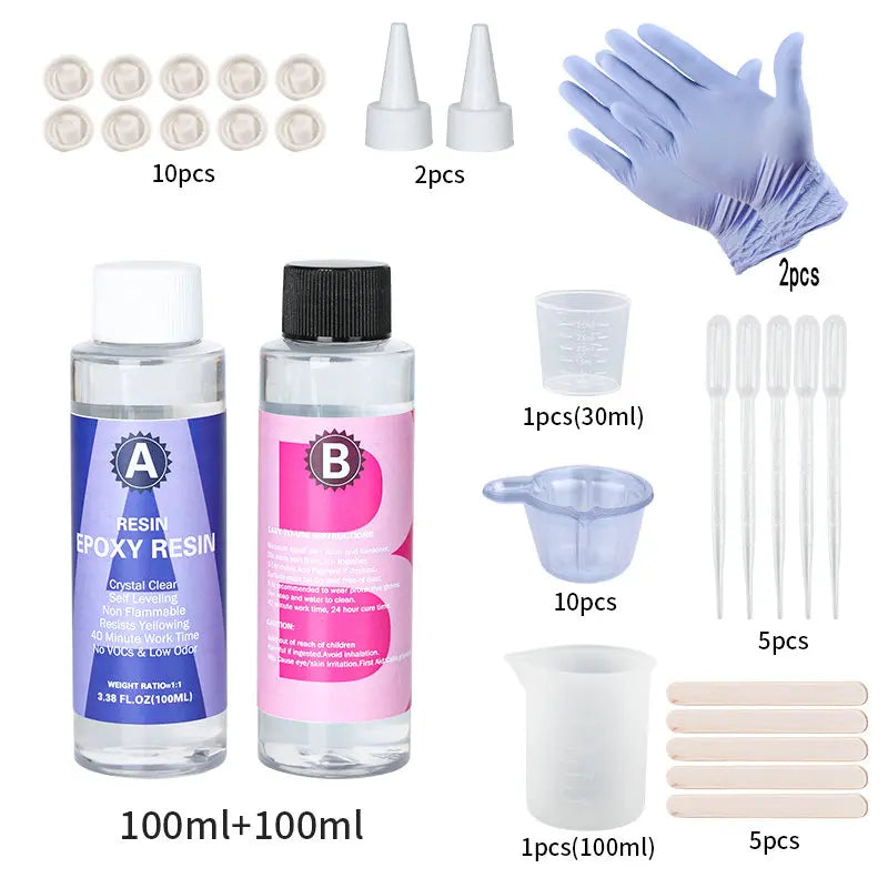 1 to 1 Crystal Clear Epoxy Resin Kit for Coating and Casting High Gloss Bubbles Free Art Supplies for DIY Jewelry and Crafts