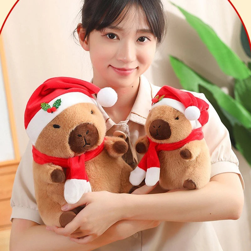 Christmas Capybara Plush Doll Soft Pillow Toy for Kids