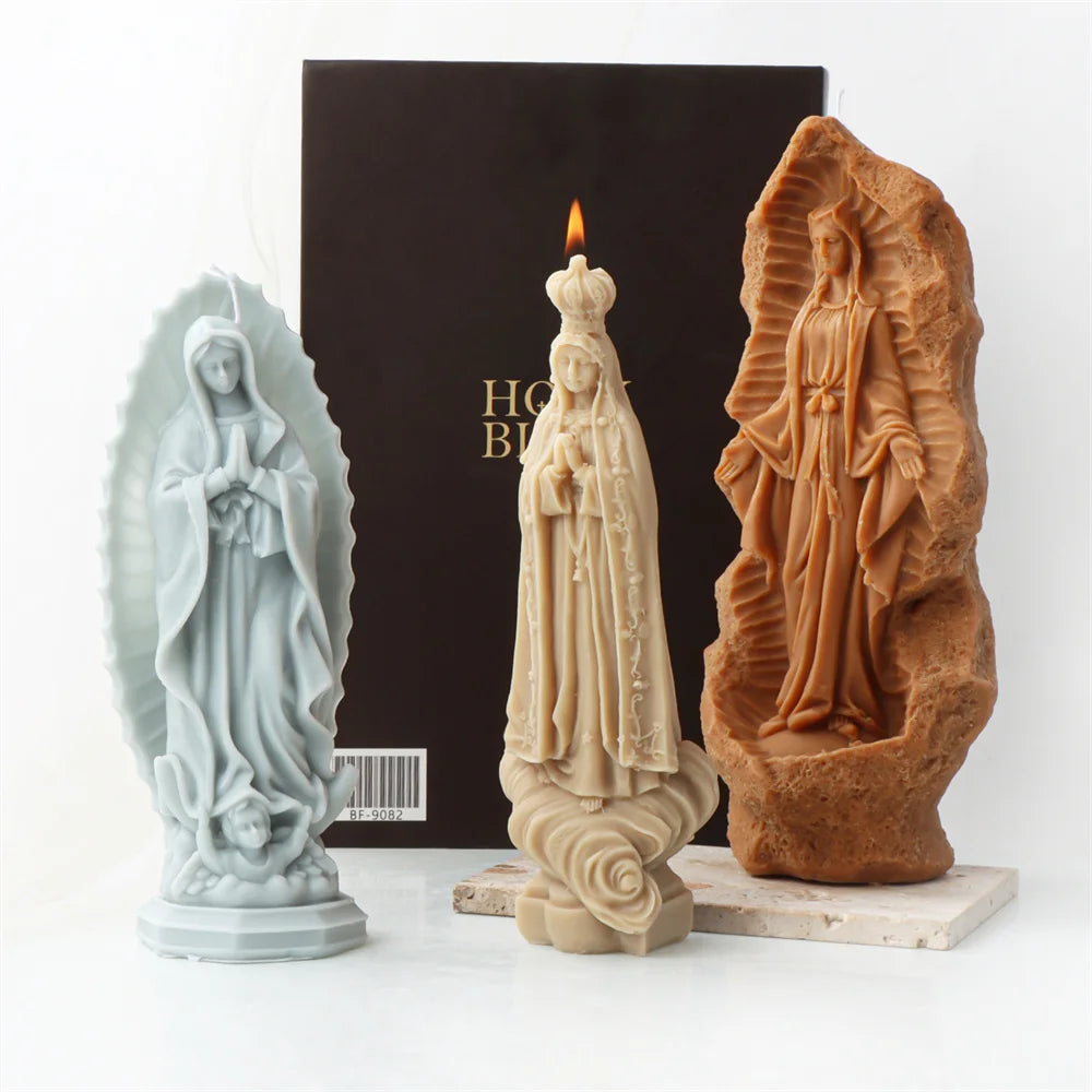 Religious Blessed Virgin Mary Candle Silicone Mold for Crafts