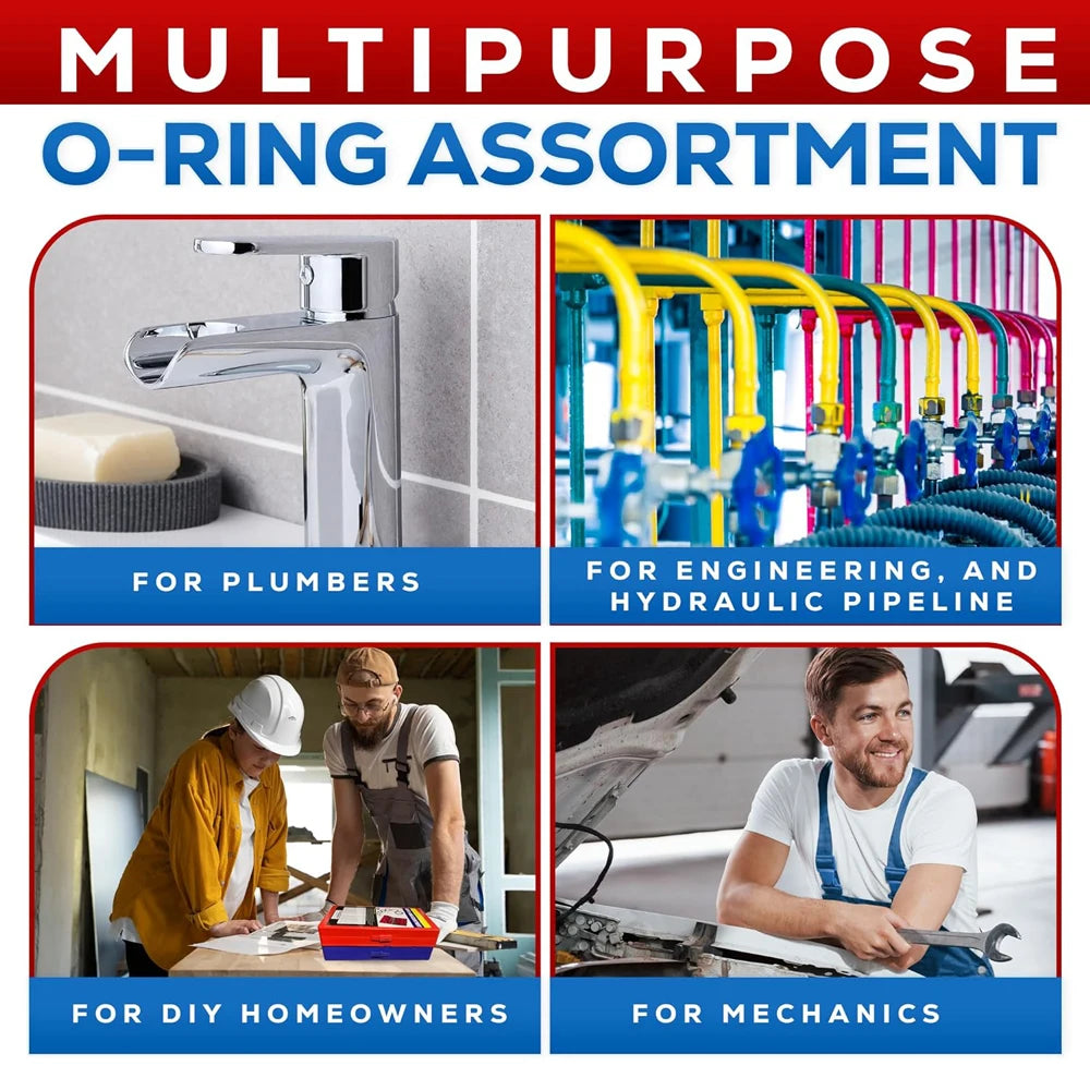 419PCS Universal O-Ring Assortment Set with 32 Sizes Nitrile Rubber Seals for Plumbing Automotive and Faucet Repairs