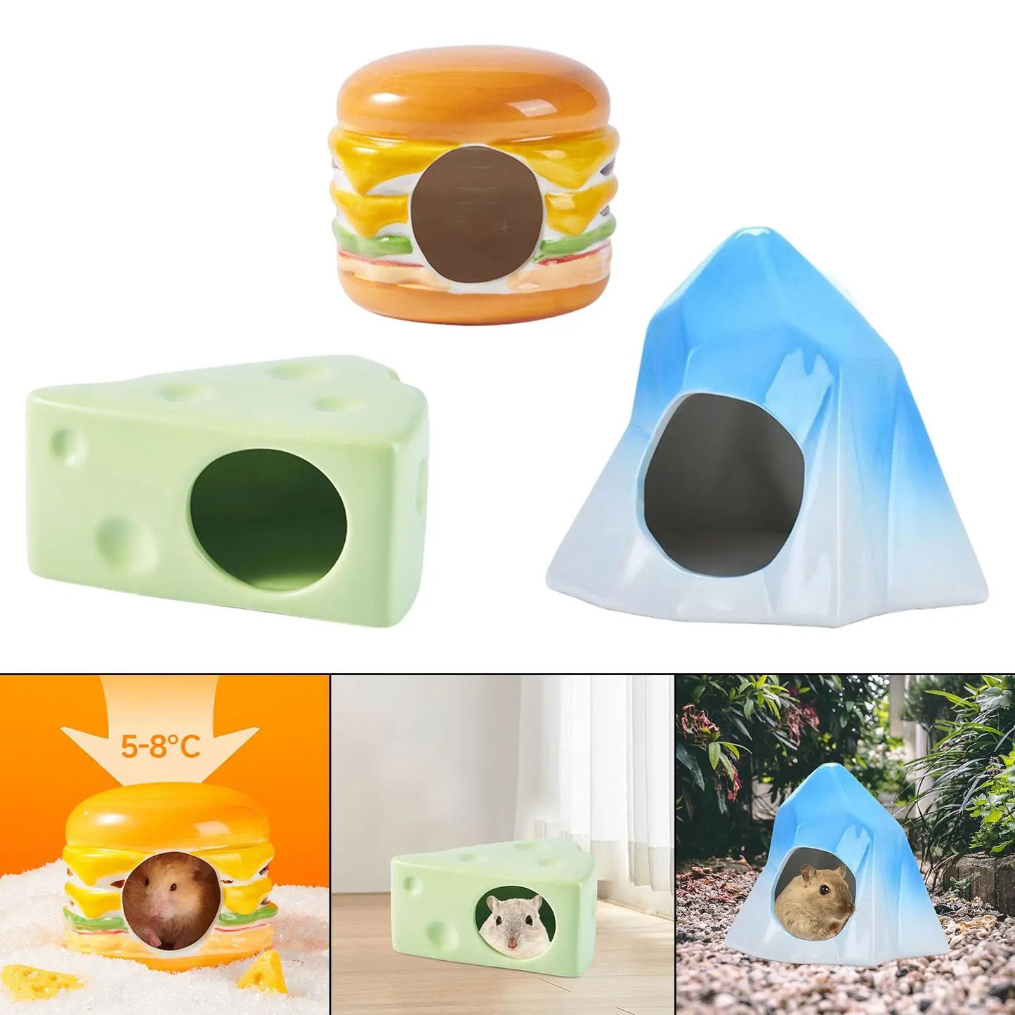 Ceramic Hamster House Creative Cage Accessory Cool Nest Hamster Hideout for Squirrels Small Chinchilla Gerbils Dwarf Hamster