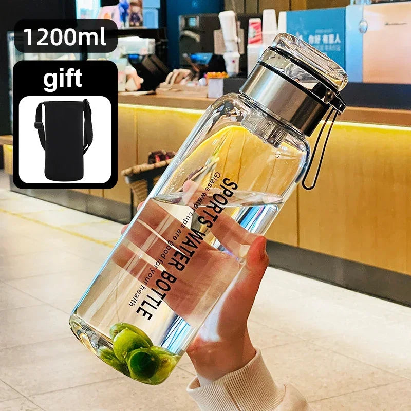 Large Capacity Glass Water Bottles – 0.75L to 2L Transparent Juice & Milk Bottle for Outdoor Travel & Sports