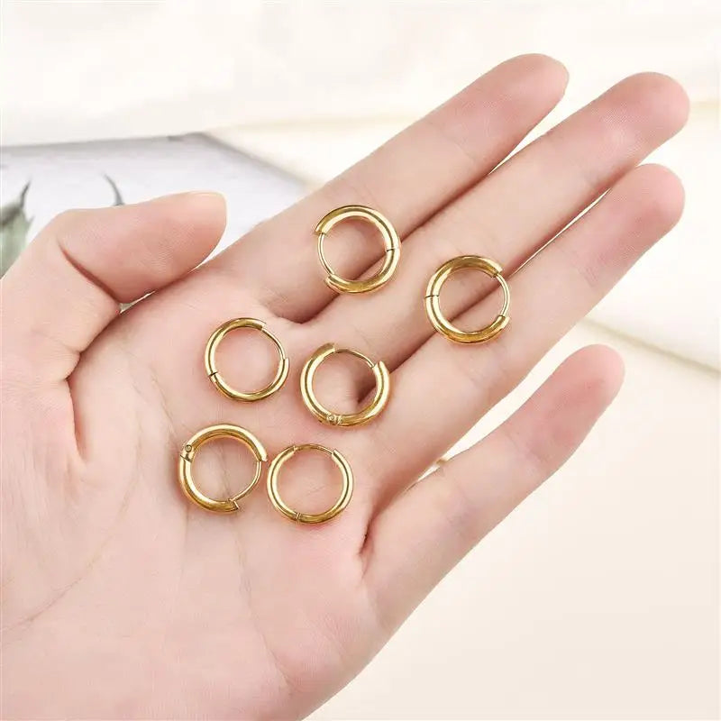 10pcs Stainless Steel Small Hoops Earring Piercing 8-20mm