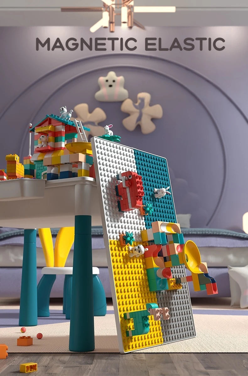 ToylinX Kids Building Blocks Activity Table and Chairs Set Creative Play Desk for Toddlers and Children