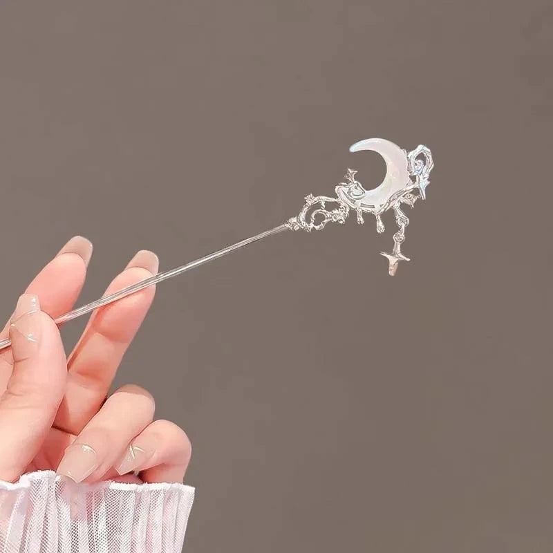 Vintage Moonstone Star Moon Hair Sticks for Women Accessories