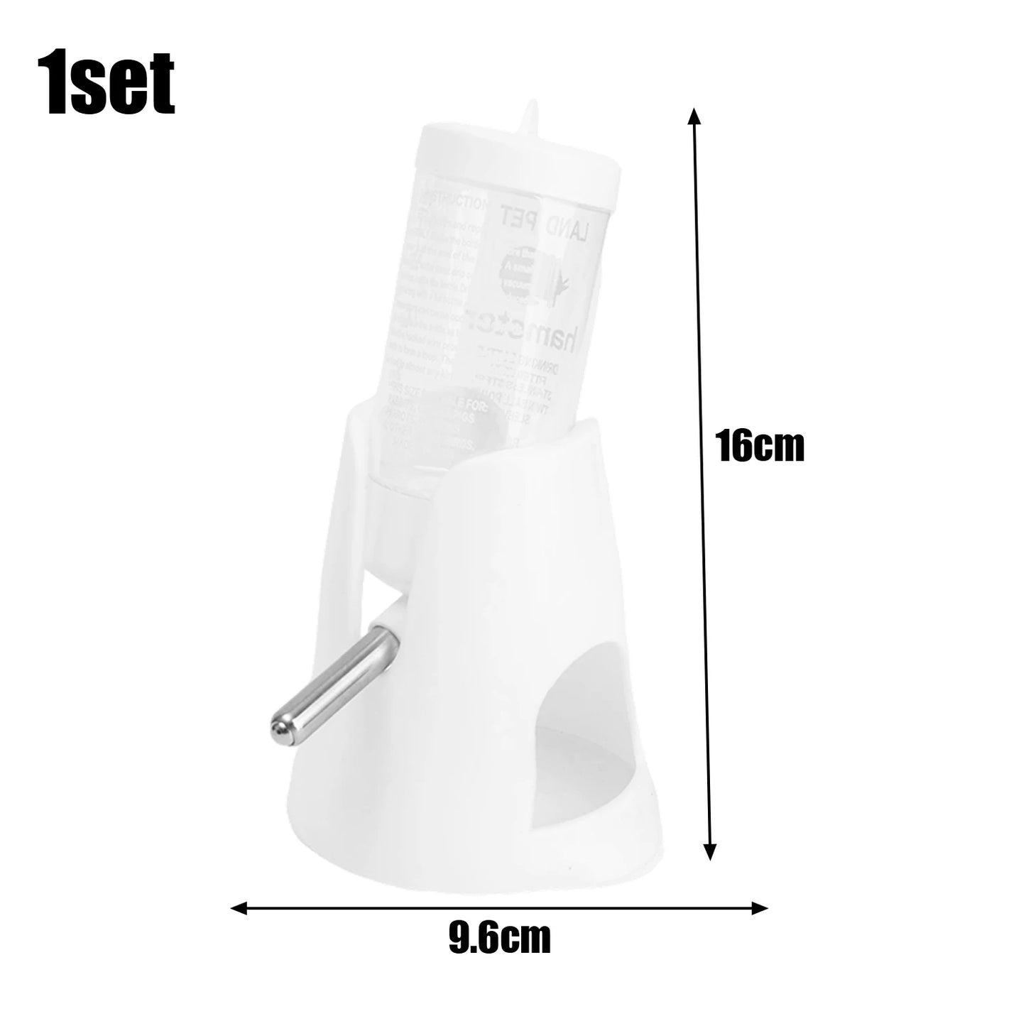 Small Animal Plastic Water Bottle with Stand Holder Drip-proof Pet Water Bottle with Food Bowl for Hamster Guinea Pig Rabbit