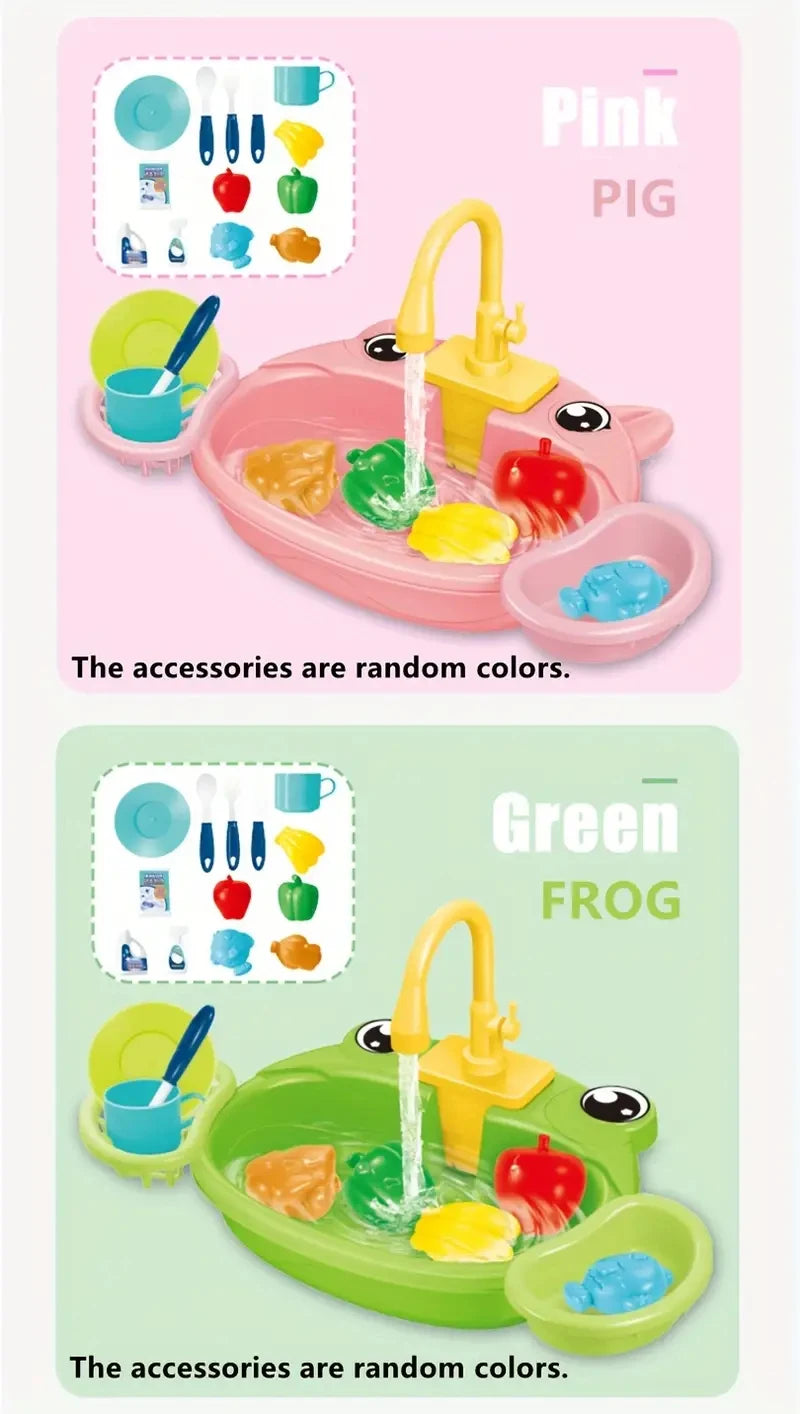 Play House Kitchen Simulation Set with Electric Faucet for Parent-Child Interaction